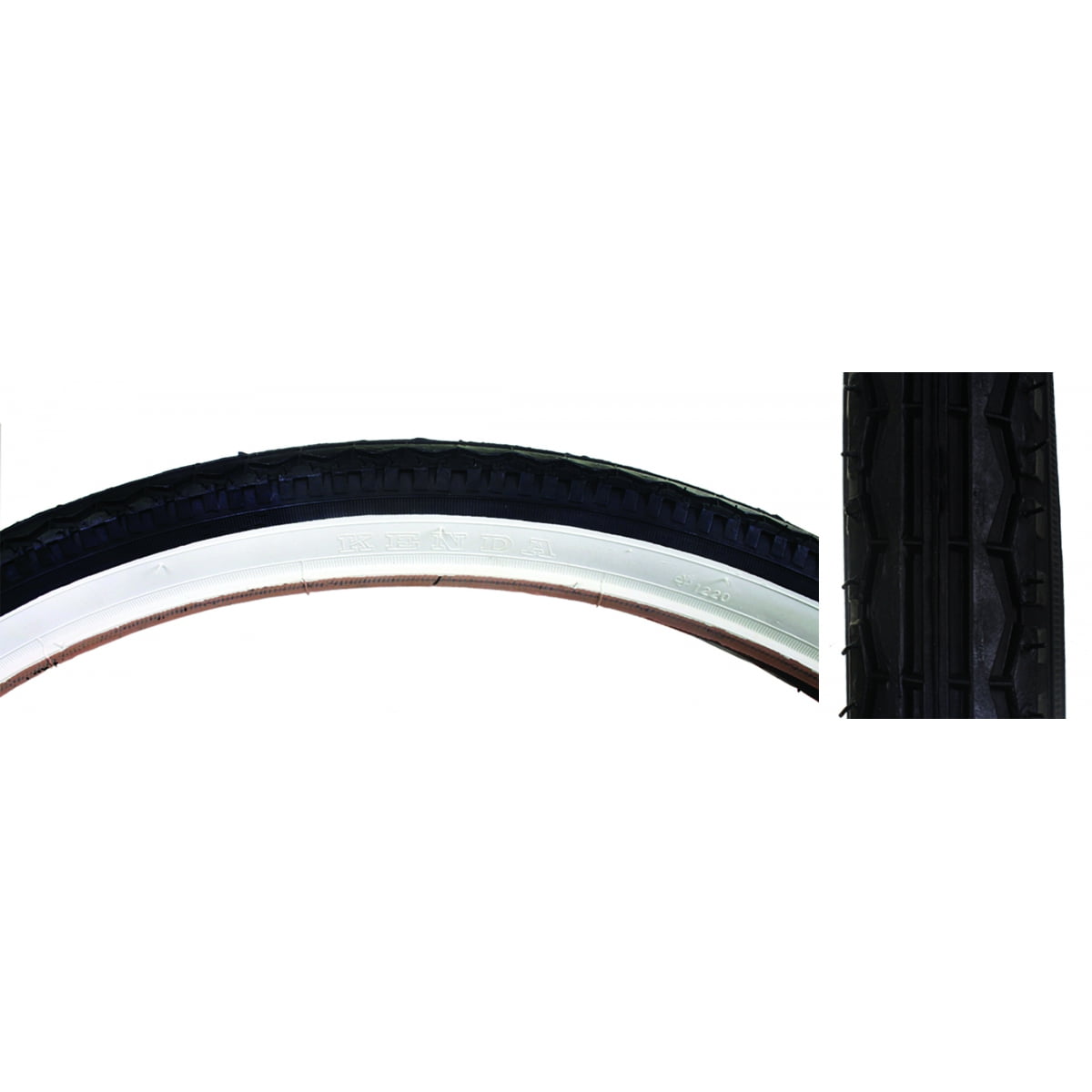 Sunlite K123 Street Tire 26x1.75 Black/White Steel Bead MTB Urban Tread 26"