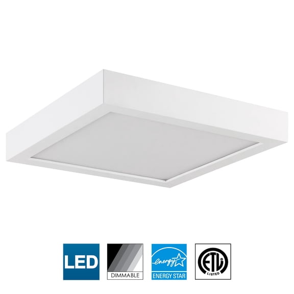 Sunlite LED 9-Inch Square Surface Mount Ceiling Light Fixture, 19 Watts, Dimmable, 4000K Cool White, Energy Star Certified