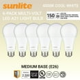 thumbnail image 1 of Sunlite LED A21 Light Bulb, 20 Watts (150w Equivalent), 2550 Lumens, Medium E26 Base, 120-227 Multi-Volt, Non-Dimmable, UL Listed, 180 Degree Beam Angle, 4000K Cool White, 6 Pack, 1 of 1