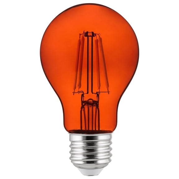 Sunlite LED Filament A19 Orange E26 Base 4.5W (60W Equivalent) Dimmable Light Bulb, 2 Count