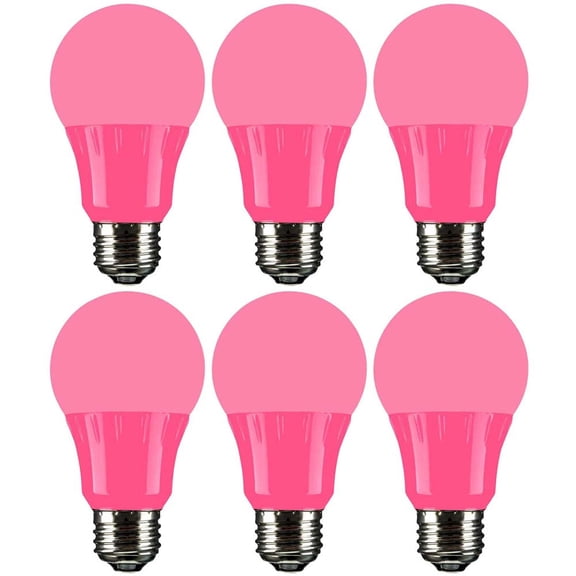 6Pk - Sunlite 4.5 Watts LED A19 Colored Red Transparent Dimmable Light Bulb