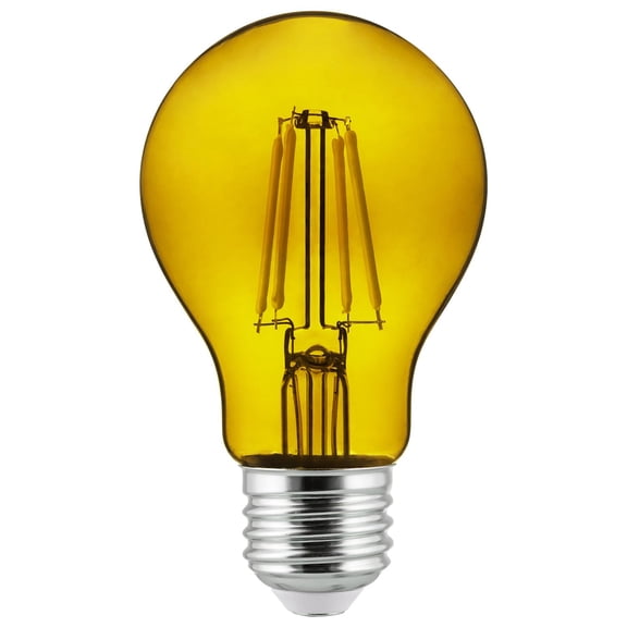 Sunlite LED Filament A19 Yellow E26 Base 4.5W (60W Equivalent) Dimmable Light Bulb, 2 Count