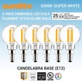 thumbnail image 1 of Sunlite LED G16.5 Filament Style Globe Light Bulb, 2.5 Watts (25W Equivalent), Candelabra E12 Base, Dimmable, Clear, UL Listed, 5000K Super White, 6-Pack, 1 of 4