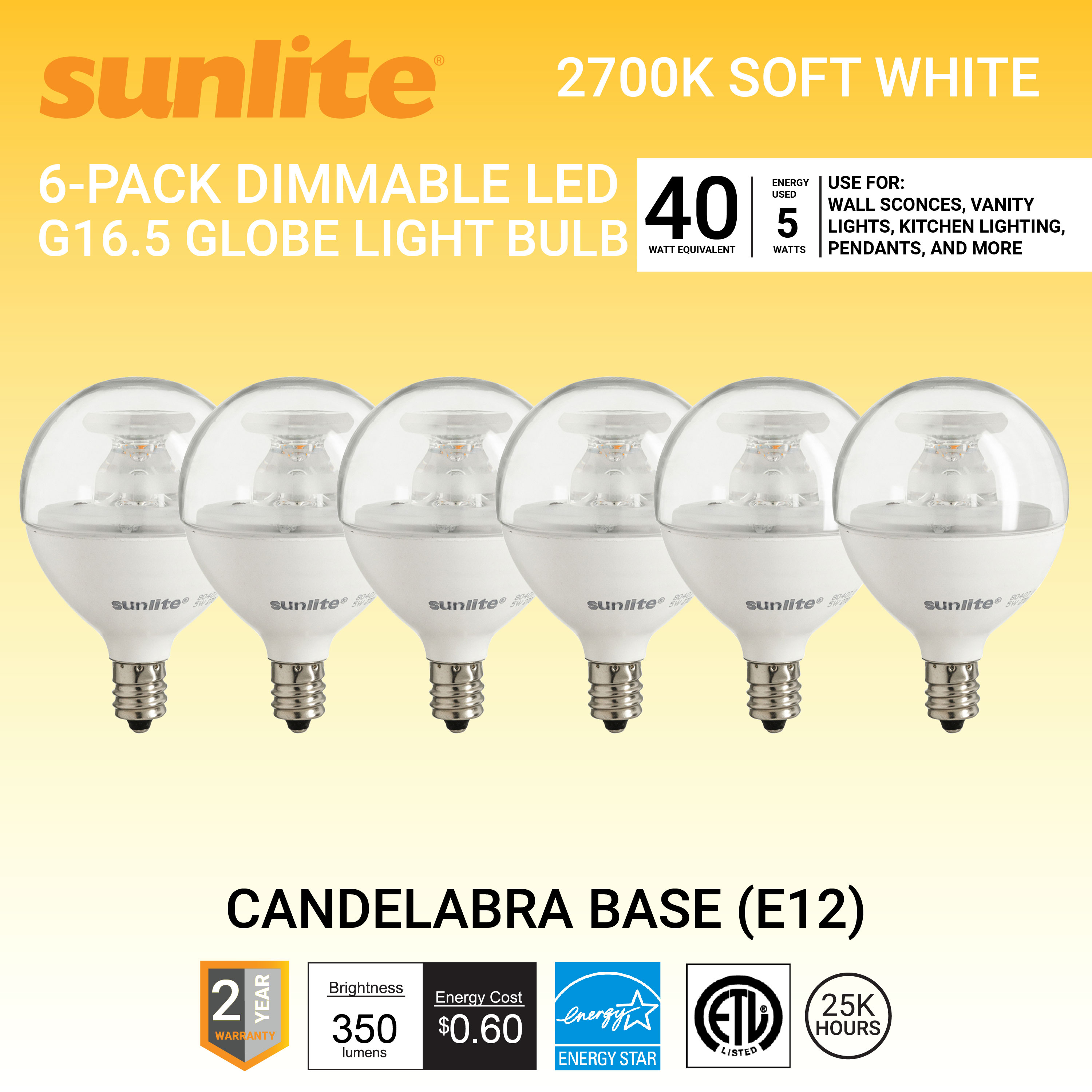 TriGlow LED 3.5 Watt (40W Replacement) DIMMABLE 2700K (Warm White Color