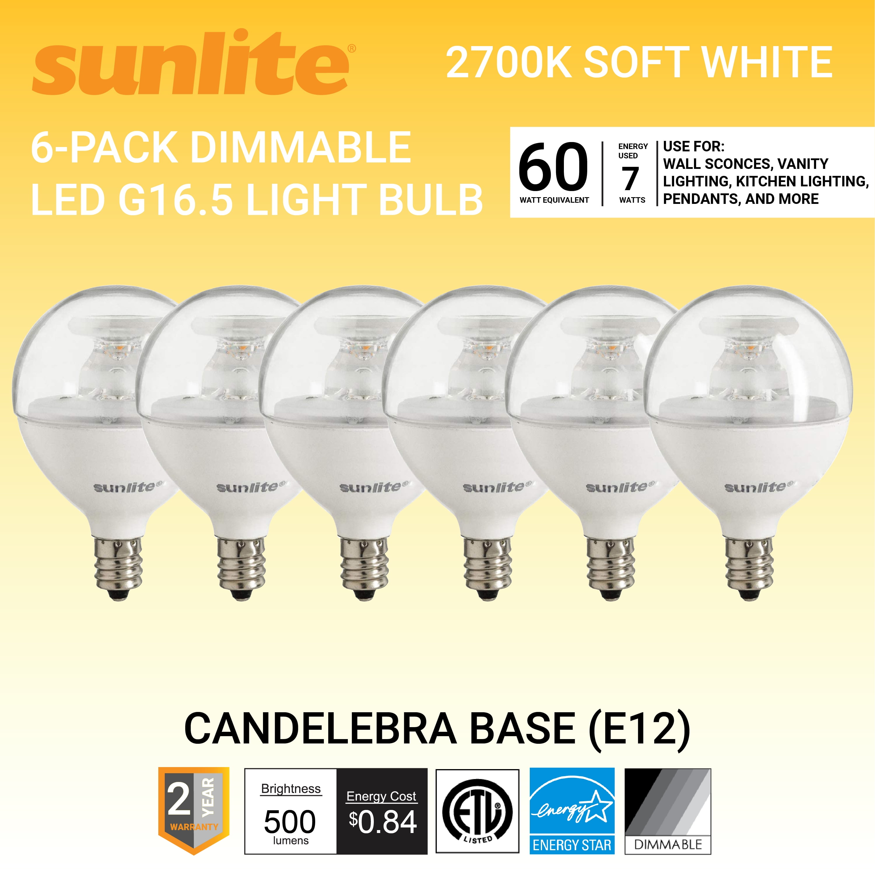 Sunlite Led G16 5 Globe Light Bulb 7