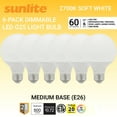 thumbnail image 1 of Sunlite LED G25 Globe Light Bulb, 6 Watts (60W Equivalent), Standard E26 Base, 500 Lumens, Dimmable, Frosted, 90 CRI, ETL Listed, 2700K Soft White, 6 Pack, 1 of 6