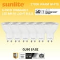 thumbnail image 1 of Sunlite LED MR16 Reflector Spotlight Bulb, 7 Watts (50W Halogen Bulb Replacement) 120 Volt, 550 Lumen, 35° Flood Beam, GU10 Base, Dimmable, ETL Listed, 2700K Soft White, 6 Count, 1 of 5