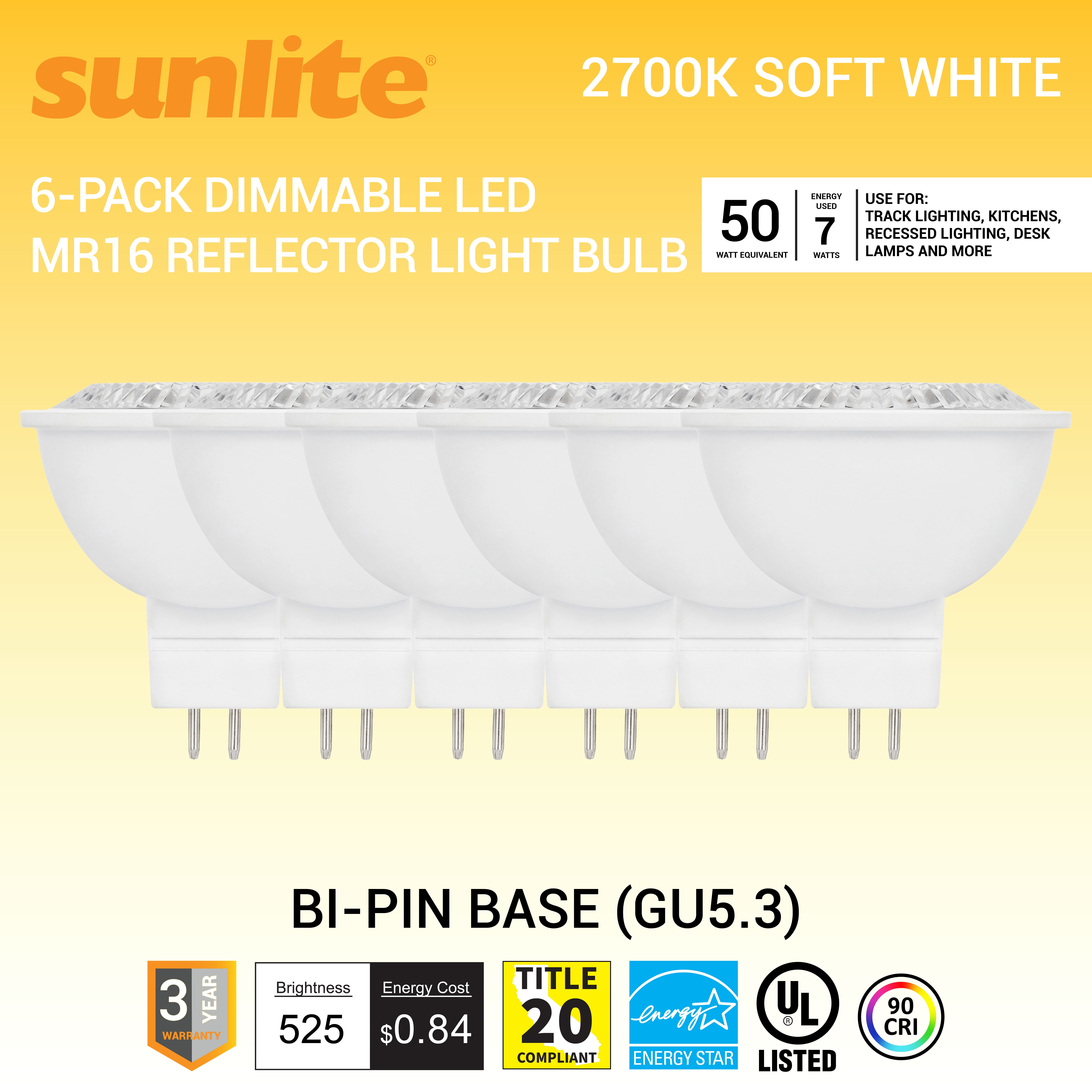 Ushio 10.8V 30W MR16 Halogen Bulb - Gx5.3 Bi-Pin Base, 3100K Clear, 400 Lumens, 200-Hour Life - View #6