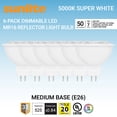 thumbnail image 1 of Sunlite LED MR16 Reflector Spotlight Bulb, 7 Watts (50W Halogen Bulb Equivalent), GU5.3 Bi-Pin Base, Dimmable,UL Listed, 5000K Daylight, 6-Pack, 1 of 6