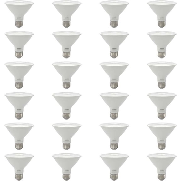 Sunlite LED PAR30 Reflector Light Bulb, 9 Watts (75W=), 750 Lumens, Medium E26 Base, 90 CRI, Dimmable, Floodlight, ETL Listed, Title-20 Compliant, 24 Pack, 27K-Soft White