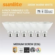 Sunlite LED PAR30 Short Neck Flood Light Bulb, 9 Watts, (75W Equivalent), 850 Lumens, Medium Screw (E26) Base, Dimmable, ETL Listed, 3000K Warm White, 6 Pack