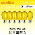 thumbnail image 1 of Sunlite LED S14 String Light Bulb, 2 Watts (25W Equivalent), Medium E26 Base, Party Decoration, Holiday Lighting, Transparent, Dimmable, UL Listed, Yellow, 6 Count, 1 of 5