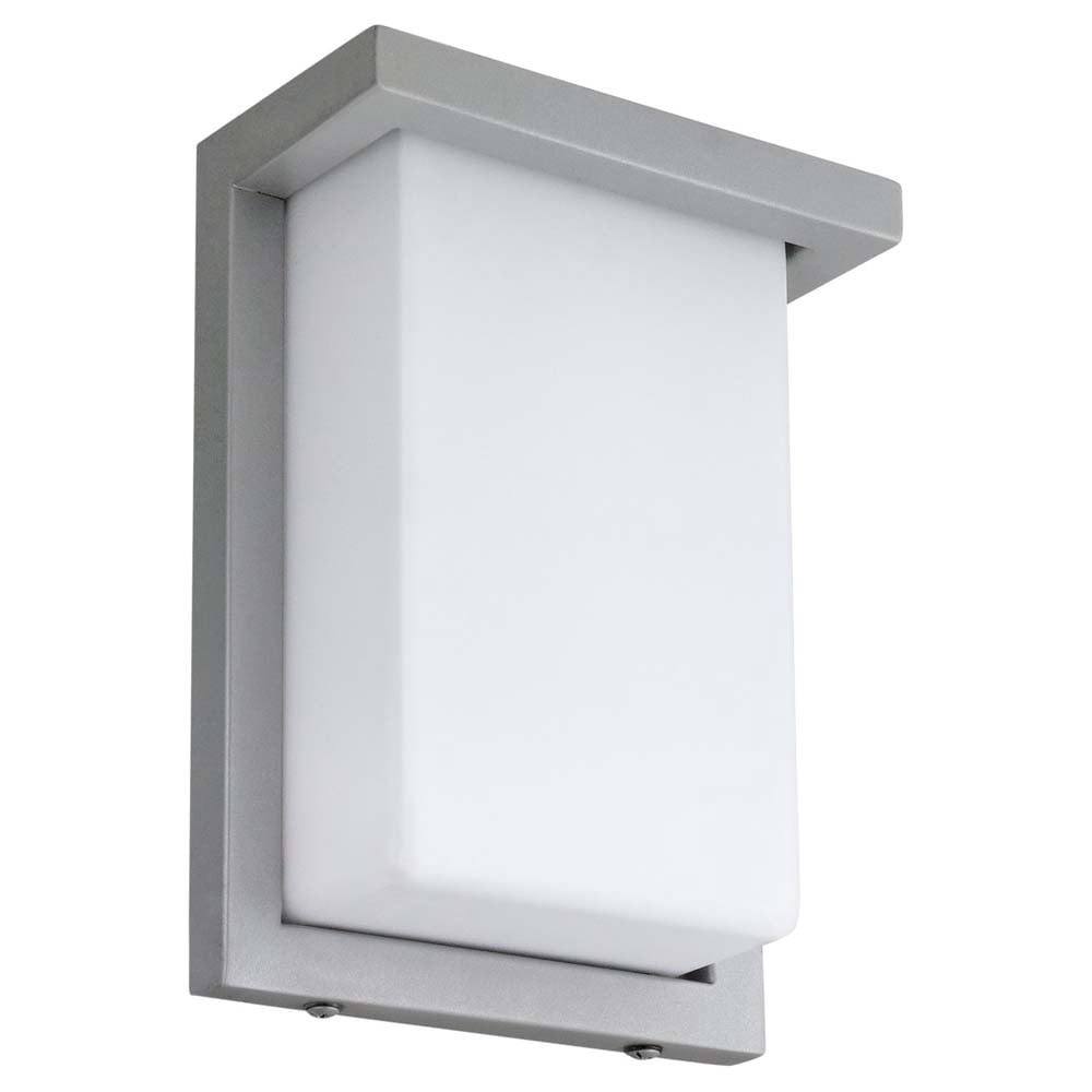 Sunlite 8-in 12w Silver Finish Outdoor Modern Wall Sconce Light Fixture