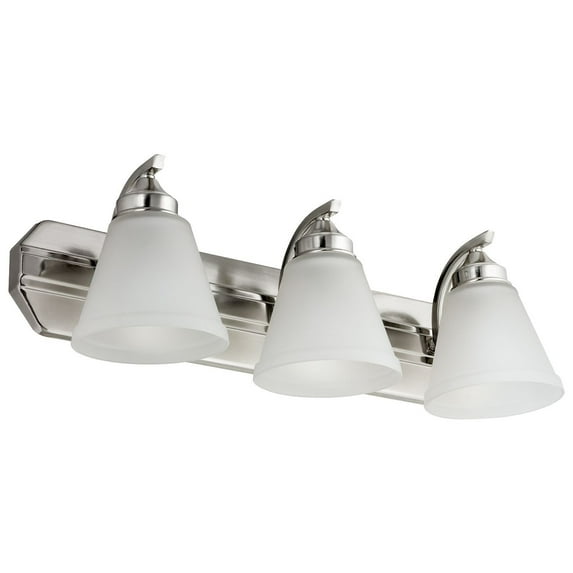 Sunlite Modern Incandescent Vanity Light Fixture, Bell-Shaped Frosted Glass Shade, Medium Base (E26) Socket, Standard A19 (100W Max), Brushed Nickel