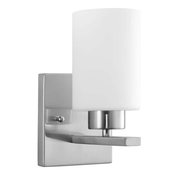Sunlite Modern Vanity Light Fixture, Cylinder-Shaped Frosted Glass Shade, Medium Base (E26) Socket, Standard A19 (100W Max), Brushed Nickel