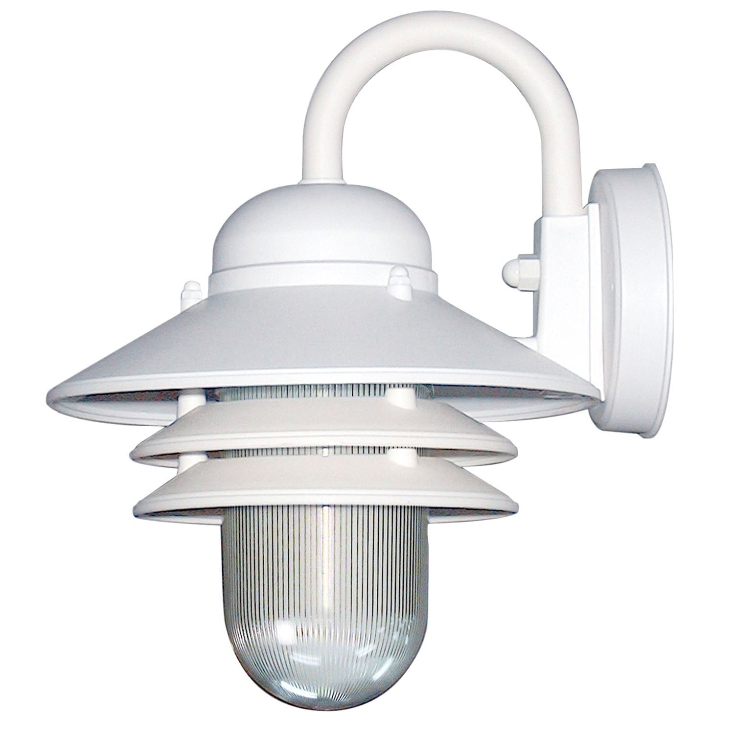 Sunlite Nautical Style Outdoor Wall Fixture, Medium Base Socket (E26),  Weatherproof Polycarbonate, Prismatic Acrylic Lens, UL Listed, White Finish, image size:1500x1500