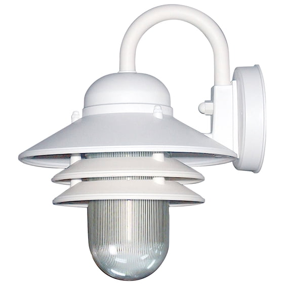 Sunlite Nautical Style Outdoor Wall Fixture, Medium Base Socket (E26), Weatherproof Polycarbonate, Prismatic Acrylic Lens, UL Listed, White Finish