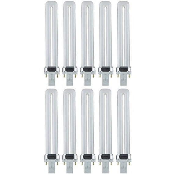 Sunlite PL13/SP50K/10PK 2-Pin Fluorescent 13W 5000K Super White U Shaped PL CFL Twin Tube Plugin Light Bulbs with GX23 Base (10 Pack)
