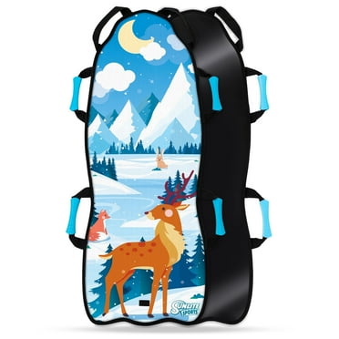 Sunlite Sports 45" Winter Wonderland Foldable Snow Sled, Fits 2 Children or 1 Adult, Ultra Portable, Strong and Durable, Sturdy Fabric Stitching, Handles with Steering, Kid's Winter Fun