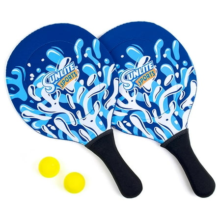 Sunlite Sports Beach Paddle Game Set, 2 Paddles and 2 Balls, Perfect for Backyard Fun or Outdoor or Beach or Lawn - Blue