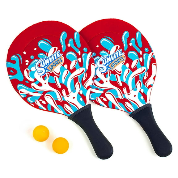 Sunlite Sports Beach Paddle Game Set, 2 Paddles and 2 Balls, Perfect for Backyard Fun or Outdoor or Beach or Lawn - Red