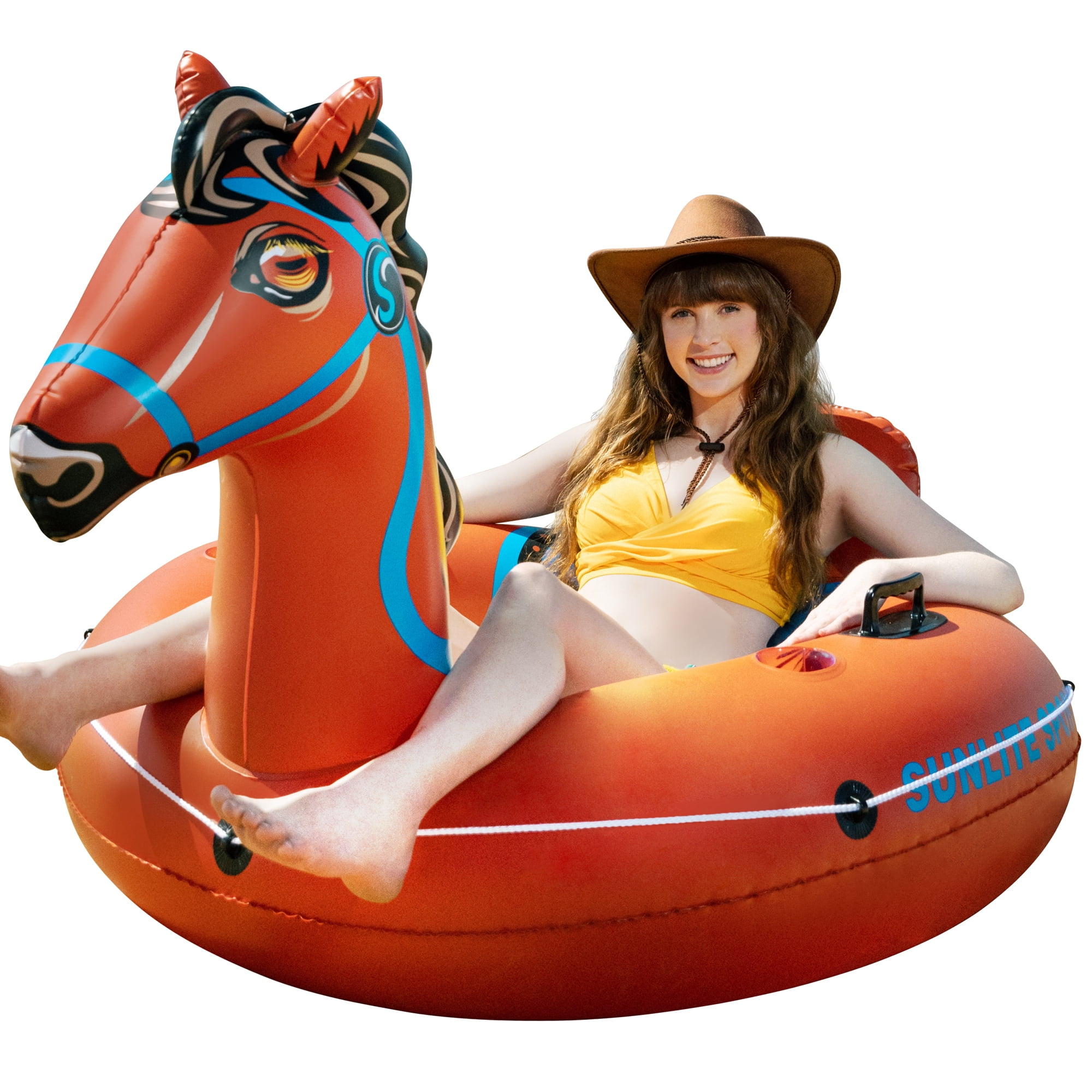 Sunlite Sports Heavy Duty Inflatable Lounge Water Float with Grip Handles, Bronco