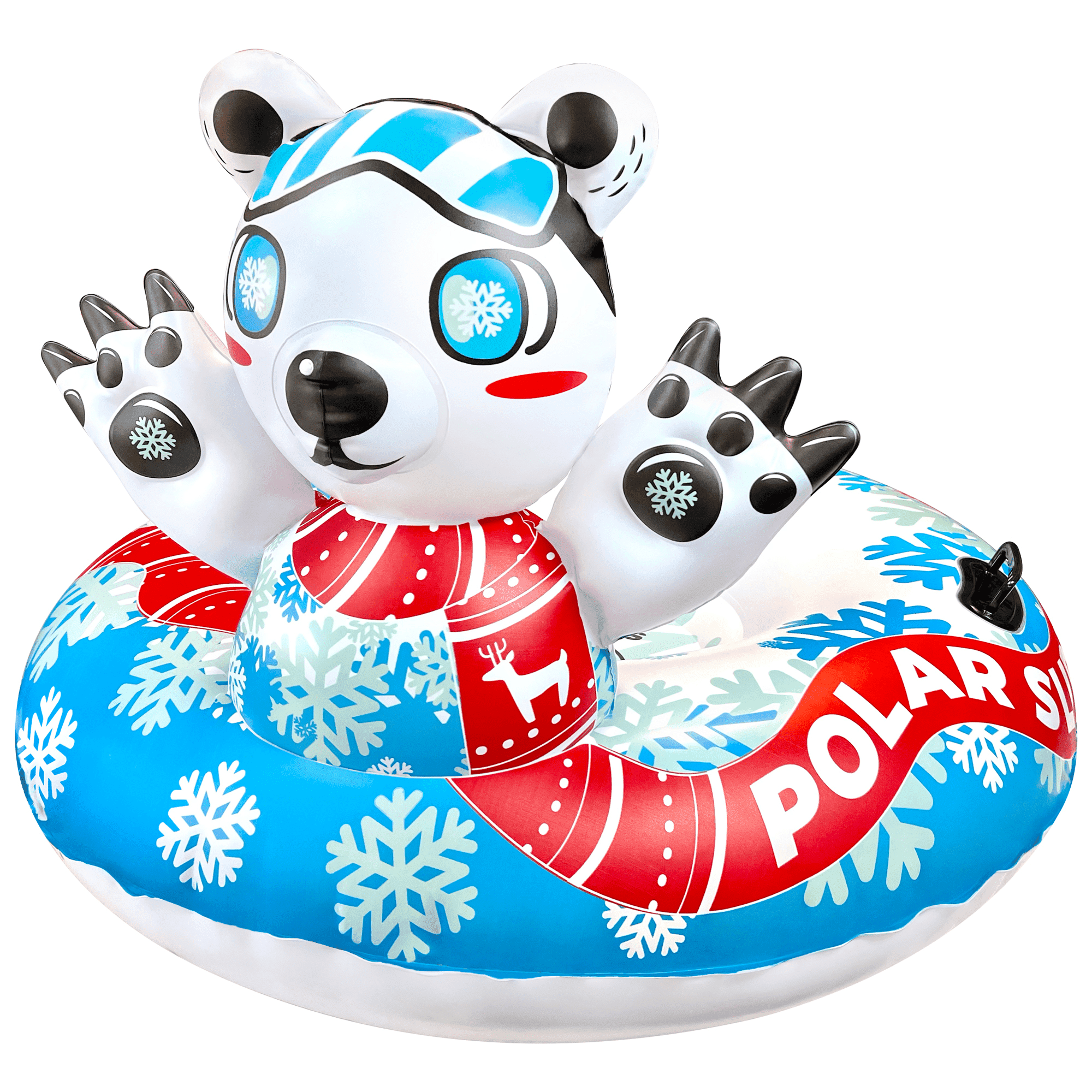 Sunlite Sports Polar Bear Snow Tube - Heavy Duty Inflatable Sled for Winter with Dual Sealed Seams, Grip Handles, Airtight Boston Valve, Repair Patch Kit, Extra Thick Material