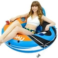 thumbnail image 1 of Sunlite Sports River Raft Heavy Duty Inflatable 49 Inch, Water Float To Lounge Above Lake and River, Outdoor Water Tube Sport Fun, Recreational Use, Two Grip Handles, Cup Holder, Grab Rope (Orange), 1 of 7