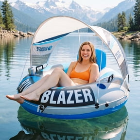 Sunlite Sports River Tube with Canopy, XL Water Float for Lake and River Lounging with Sun Shade