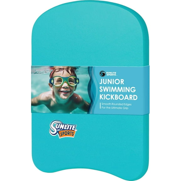Sunlite Sports Swimming Kickboard, Training Aid Float for Swimming and Pool Exercise, Boogie Board Workout Equipment, EVA Material Swim Buoy, Multiple Sizes for Adults and Children, Junior Aqua Blue