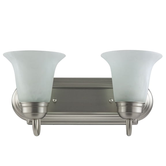 Sunlite Traditional Vanity Light Fixture, Bell-Shaped Alabaster Glass, Brushed Nickel