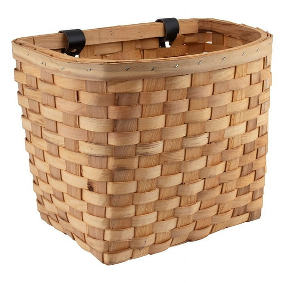 Sunlite Wooden Classic Woven Basket with Leather Straps - Natural