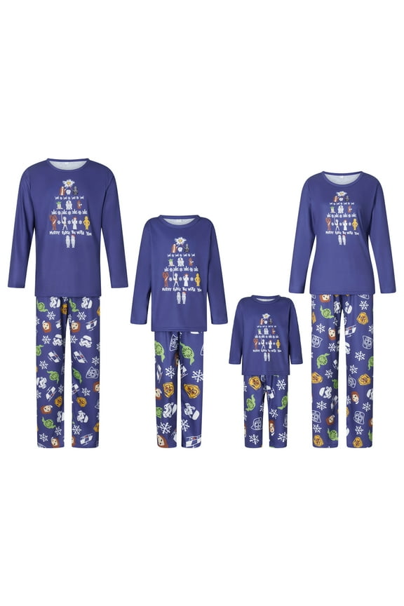 Christmas Family Matching Pajamas Set Baby Romper/Crew Neck Long Sleeve Tops Snowflake Print Pants Sleepwear Pjs Outfits
