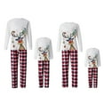thumbnail image 1 of Sunloudy Family Matching Christmas Pajamas Sets Long Sleeve Deer Print Tops + Plaid Pants Casual Fall Sleepwear Loungewear, 1 of 7
