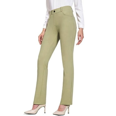 Sunloudy Women Casual Stretchy Pants Business Work Slacks Solid Color Straight Leg Slim Trousers with Pockets