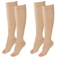 thumbnail image 1 of Sunm Boutique 2 Pair Beige Knee High Graduated Compression Stockings 20-30 mmhg Open Toe Compression Socks for Women and Men, 1 of 7
