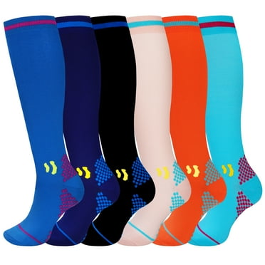 Sunm Boutique 6 Pairs 15-25mmhg Compression Stockings Knee High Compression Socks for Women & Men Circulation