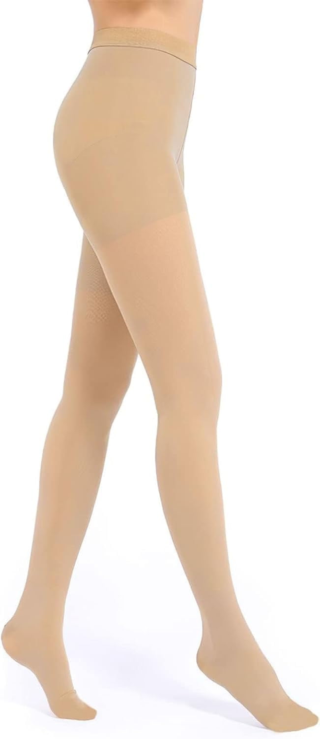 MARTINE MALL 20-30 mmHg Medical Closed Toe Compression Pantyhose Beige ...