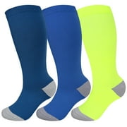 SUNM BOUTIQUE 20-30 mmhg Knee High Compression Stockings Plus Size Wide Calf Support Compression Socks for Medical, Nurse, Diabetic
