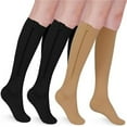 thumbnail image 1 of Sunm Boutique 3 Pairs Zipper Compression Socks 15-20 mmHg Closed Toe Compression Stocking for Women & Men(2 Pair Black+1 Pair Beige), 1 of 7