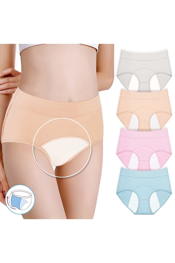 Tees Period Underwear for Girls, 5-Pack Extended Leak Protection Quick Absorbing Menstrual Panties
