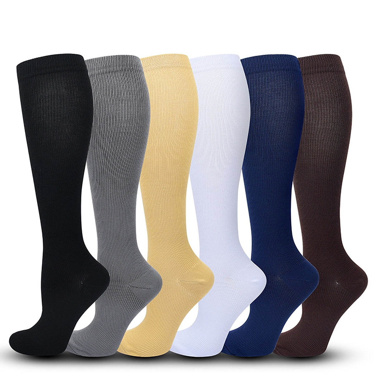 Sunm Boutique 6 Pack 20-30 mmhg S/M Knee High Sport Compression Socks for Men and Women