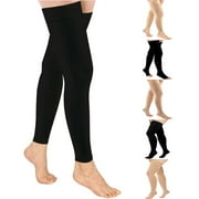 Sunm Boutique Beige Thigh High Compression Stockings 20-32mmHg Footless Compression Socks for Women & Men（1 Pair , M）