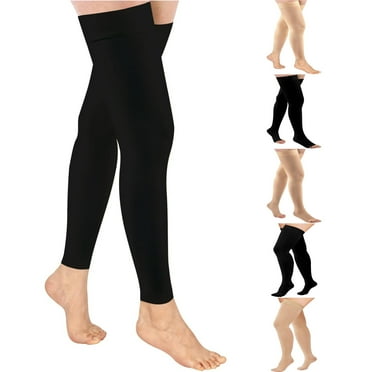 Sunm Boutique Beige Thigh High Compression Stockings 20-32mmHg Toeless Compression Socks for Women & Men（1 Pair , XXL）