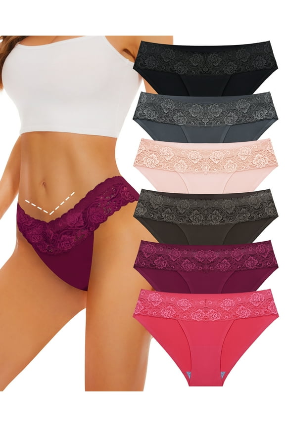 Cheeky Underwear for Women Cheeky Panties Lace Stretch High Cut 6 Pack