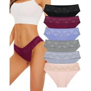 Sunm Boutique Cheeky Underwear for Women Cheeky Panties Lace Stretch High Cut 6 Pack
