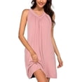 thumbnail image 1 of Sunm Boutique Women Cotton Nightgowns Sleepwear Sleeveless V-neck Sleepshirt Sleep Dress with Side Pockets S-XXL, 1 of 8