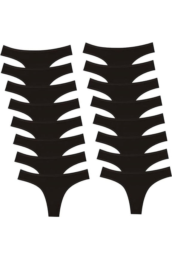 Cotton Underwear for Wome Thongs Underwear Bikini Panties Black 16 Pack