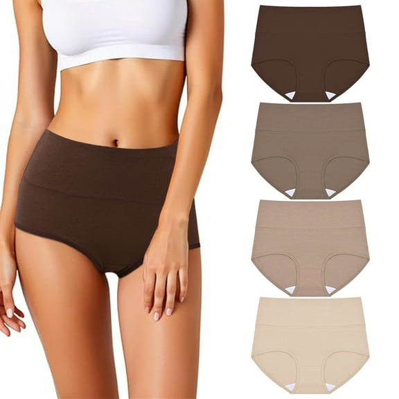 Sunm Boutique High Waisted Tummy Control Cotton Underwear – Seamless & Ultra-Comfortable (4-Pack)