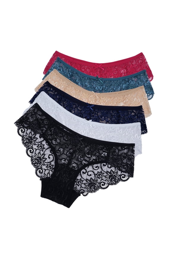Lace Panties Cotton Underwear for Women Plus Size Cheeky Panties for Women Hipster 6 pack